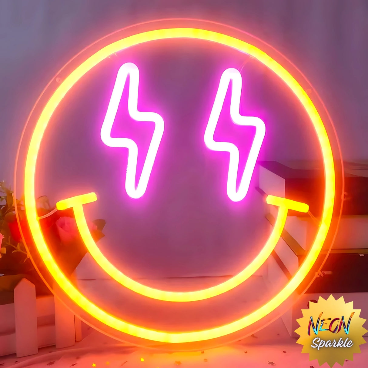 Smiley Neon Light Sign - LED Wall Art Decor by Neon Sparkle