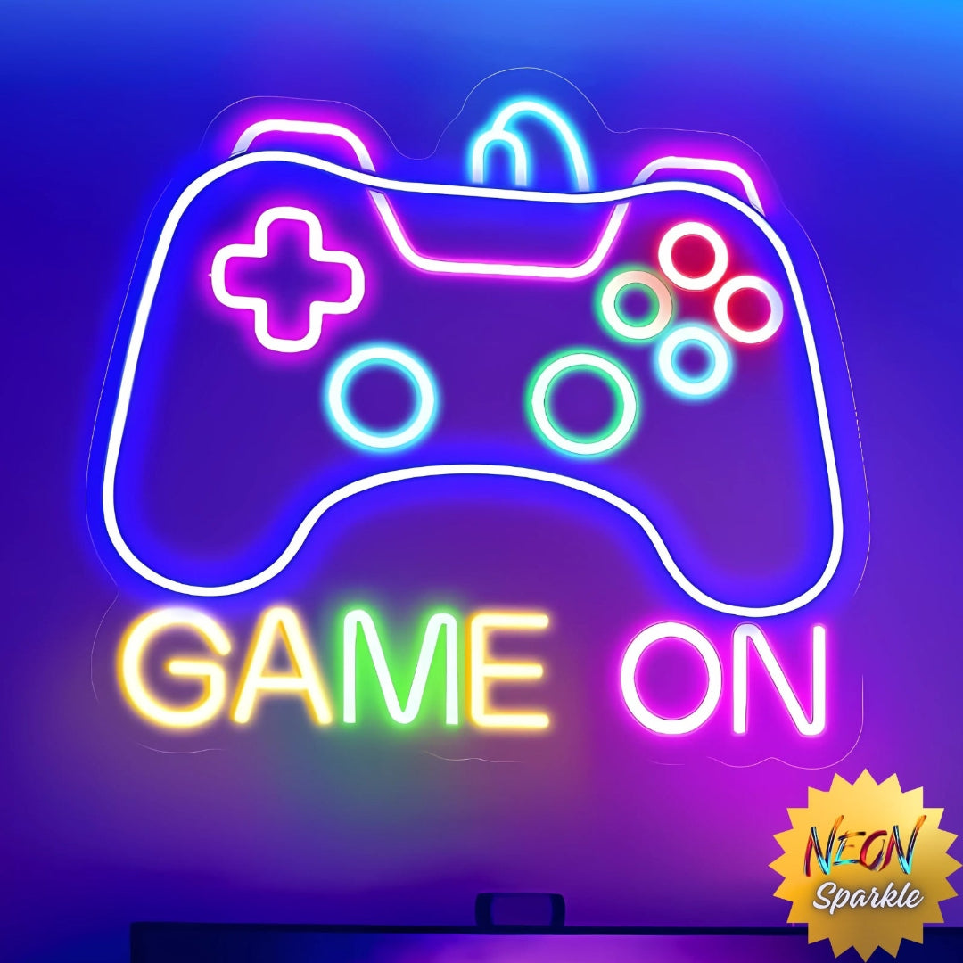 Game On Neon Light Sign - LED Wall Decor for Gamers by Neon Sparkle