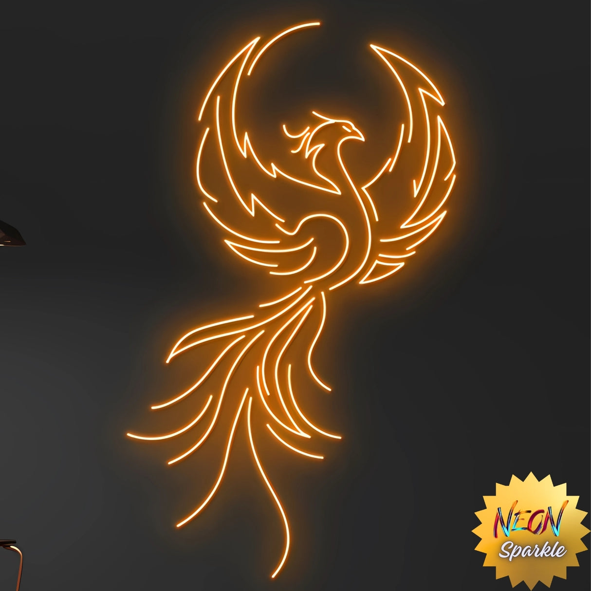 Phoenix Wings Neon Sign - Vibrant LED Wall Art by Neon Sparkle