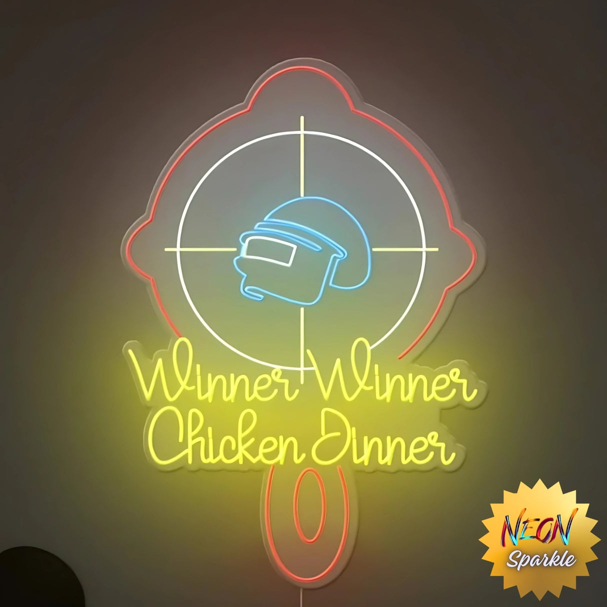 Chicken Dinner Neon Sign by Neon Sparkle - LED Light for Gaming Decor