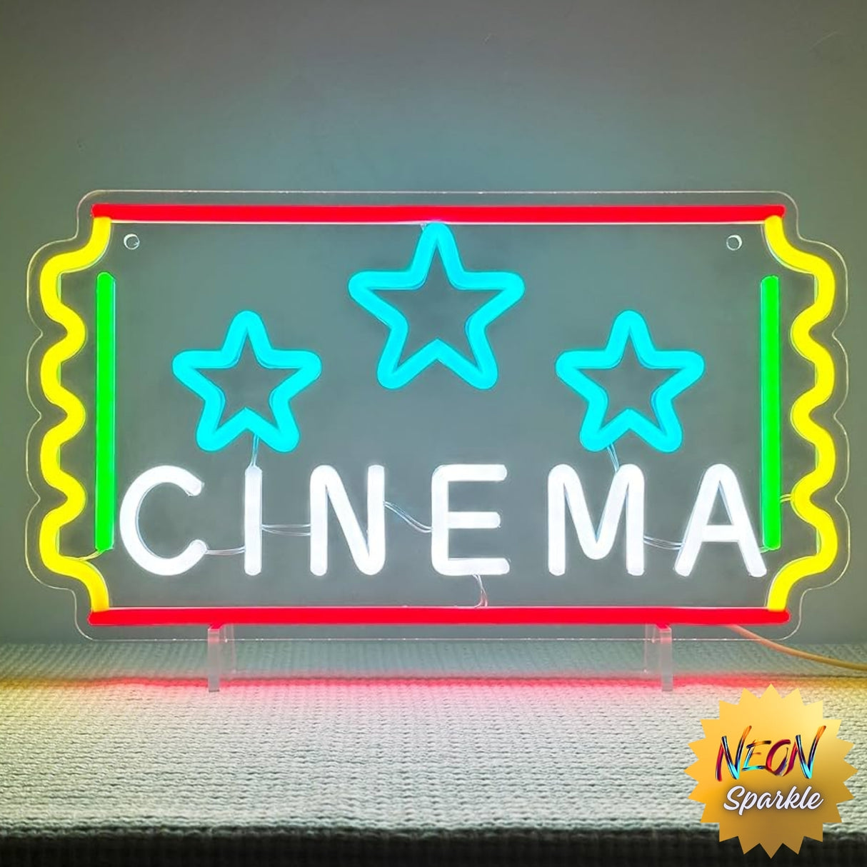 Cinema Ticket Neon Sign - Retro LED Wall Light by Neon Sparkle