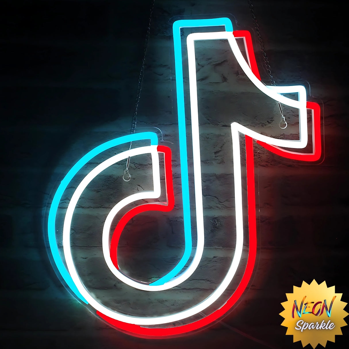TikTok Logo Neon Sign - Trendy LED Wall Light by Neon Sparkle