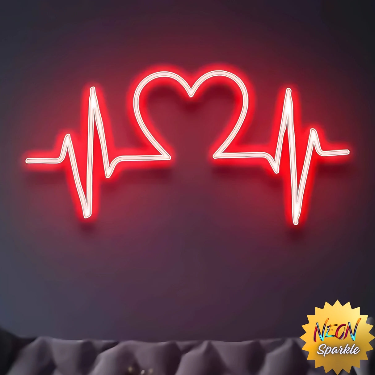 Love Heartbeat Neon Sign - Romantic LED Wall Light by Neon Sparkle