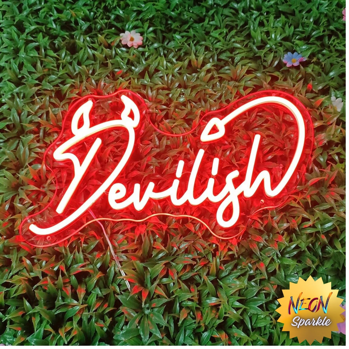Devilish Neon Sign - Bold Red LED Wall Light by Neon Sparkle
