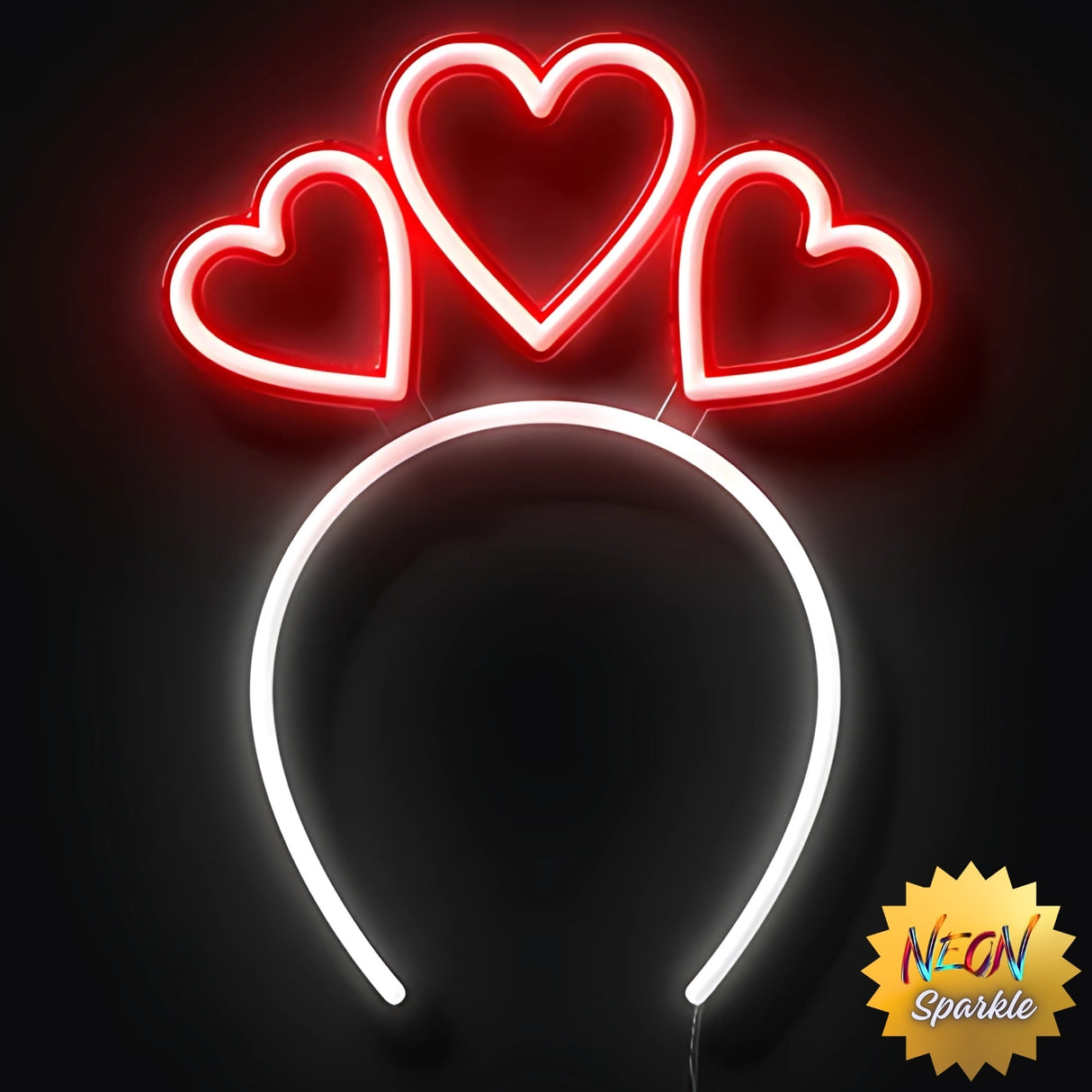 Hearts LED Headband - Light Up Party Accessory by Neon Sparkle