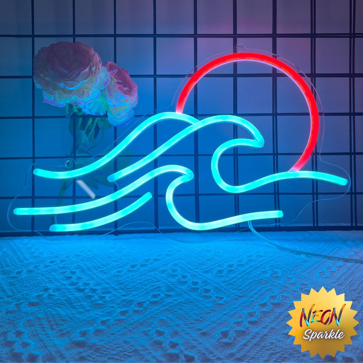 Wave Neon Sign - Ocean-Inspired LED Wall Light by Neon Sparkle