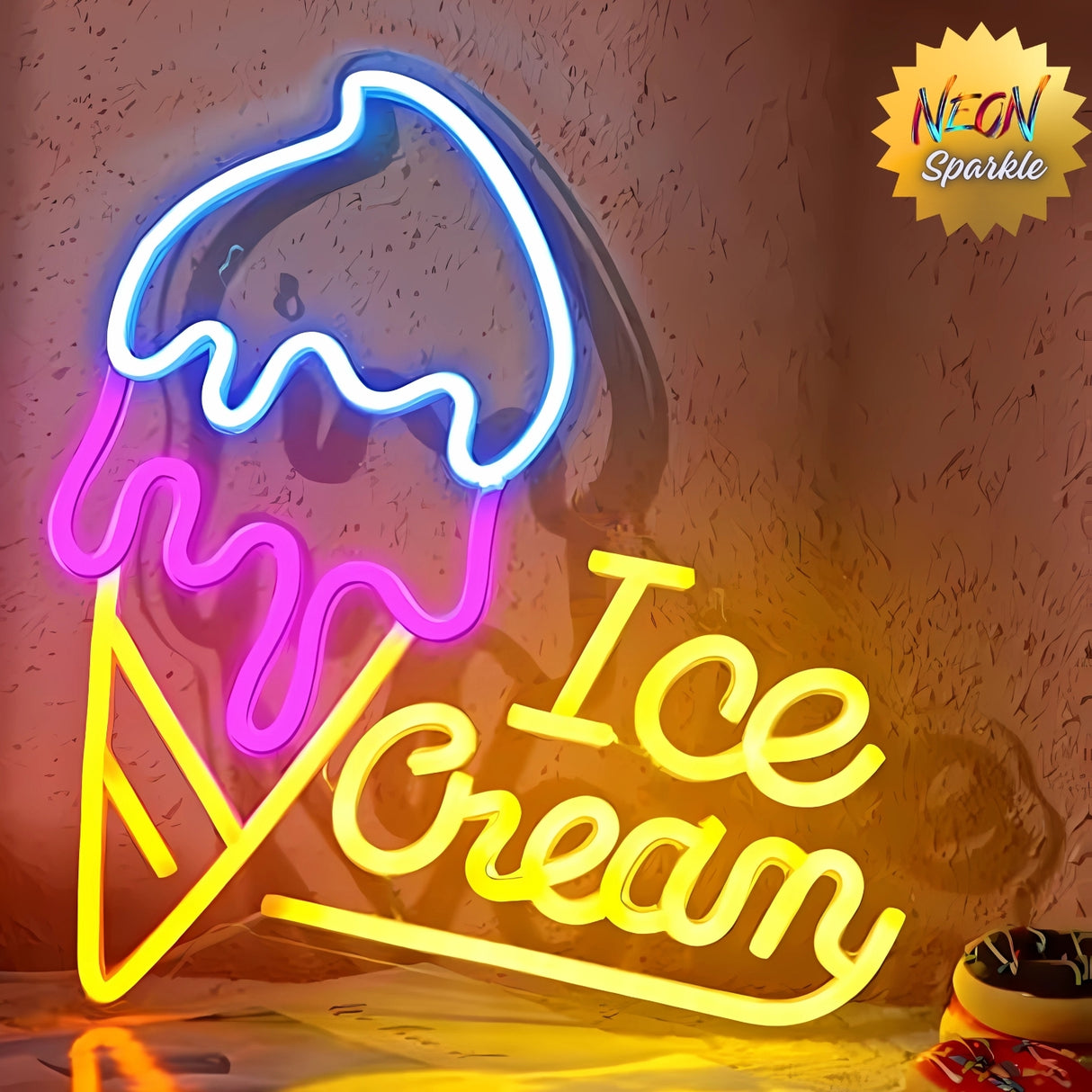 Ice Cream Neon Sign - LED Dessert Shop Wall Light by Neon Sparkle