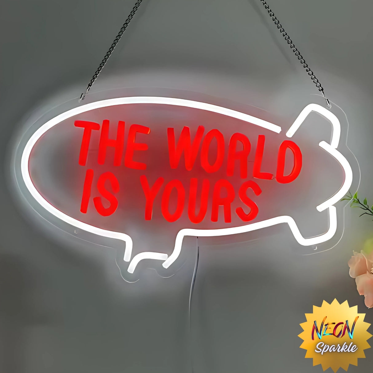 The World Is Yours Neon Sign - Motivational LED Wall Art by Neon Sparkle
