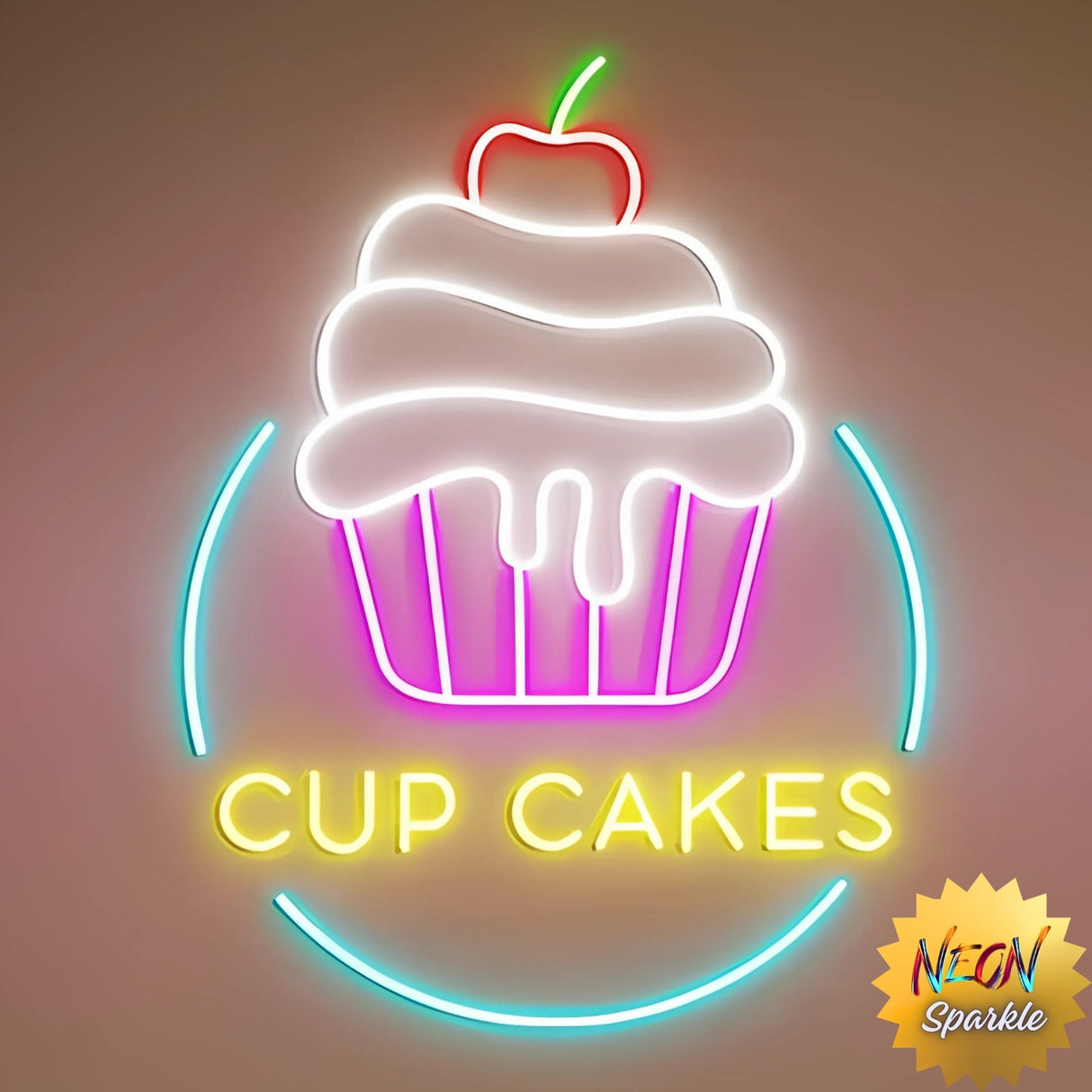 Cupcake Neon Sign - Cute LED Wall Light for Bakery & Room by Neon Sparkle