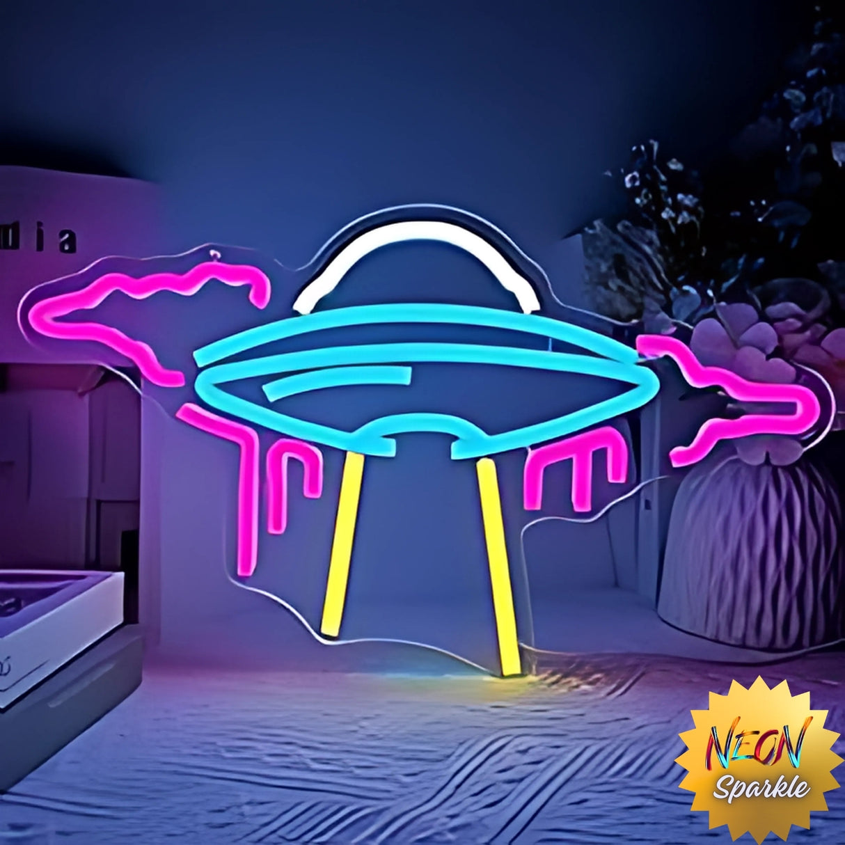 UFO Neon Sign - Futuristic LED Wall Light for Room by Neon Sparkle