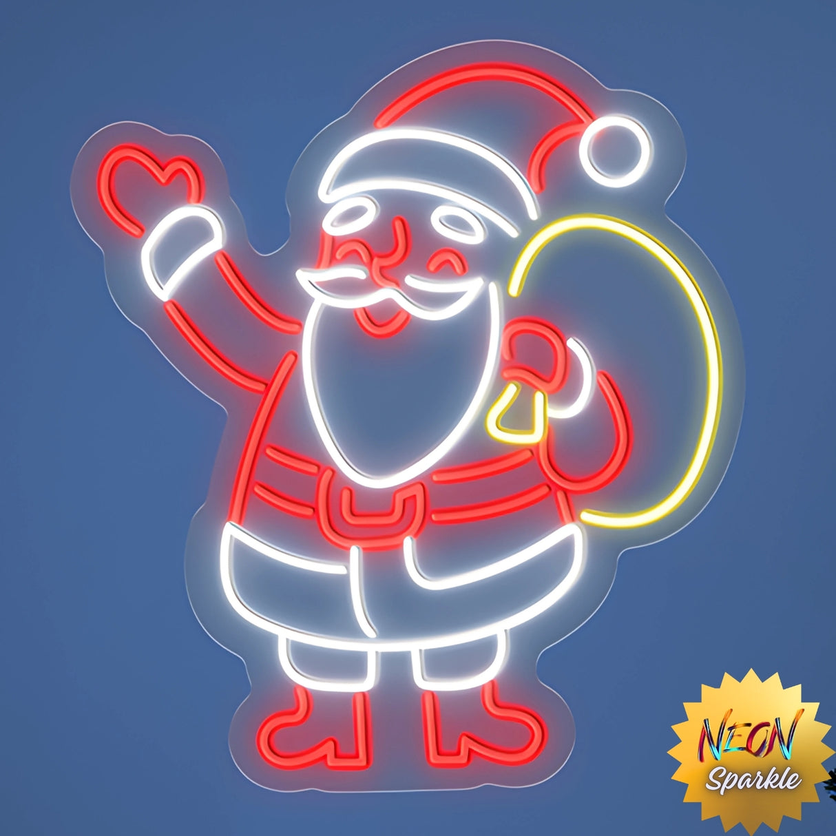 Merry Christmas Santa Neon Sign - Festive LED Decor by Neon Sparkle