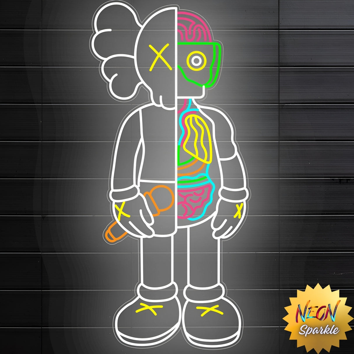 KAWS Neon Sign - LED Wall Art for Modern Decor by Neon Sparkle