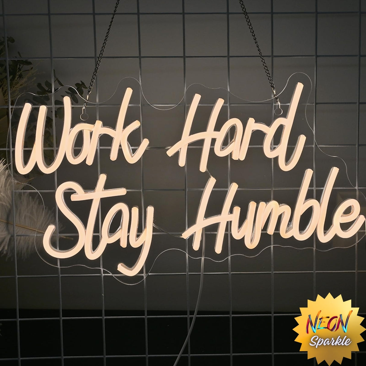 Work Hard Stay Humble Neon Sign - Motivational LED Wall Light by Neon Sparkle