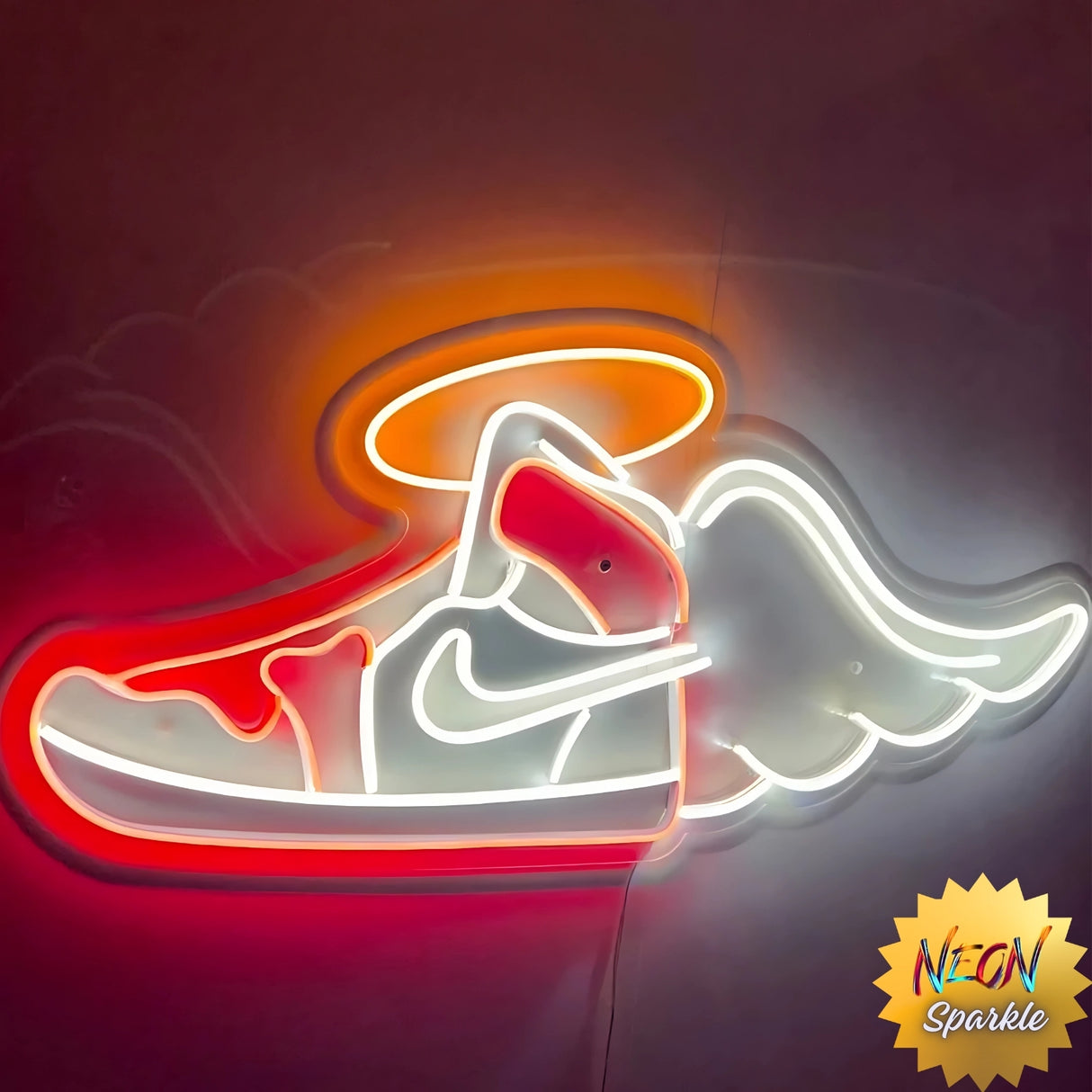 Flying Jordans Neon Sign - LED Wall Art for Sneakerheads by Neon Sparkle
