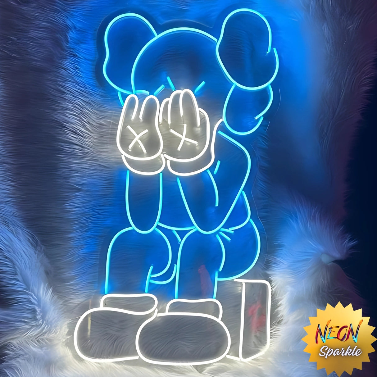 Crying Kaws Neon Sign - LED Wall Art for Street Art Fans by Neon Sparkle