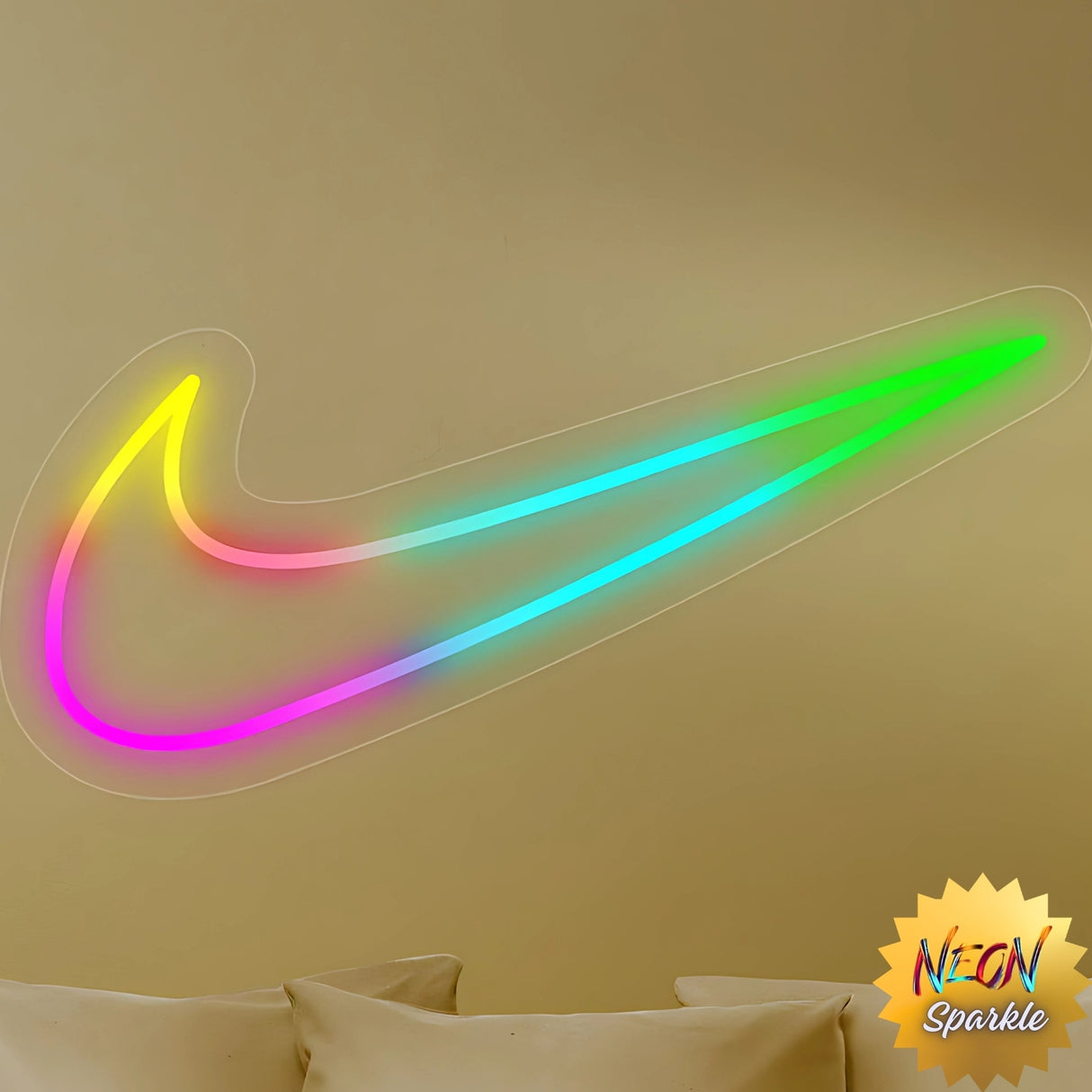 Nike Swoosh Neon Sign - LED Wall Light for Sneaker Rooms by Neon Sparkle