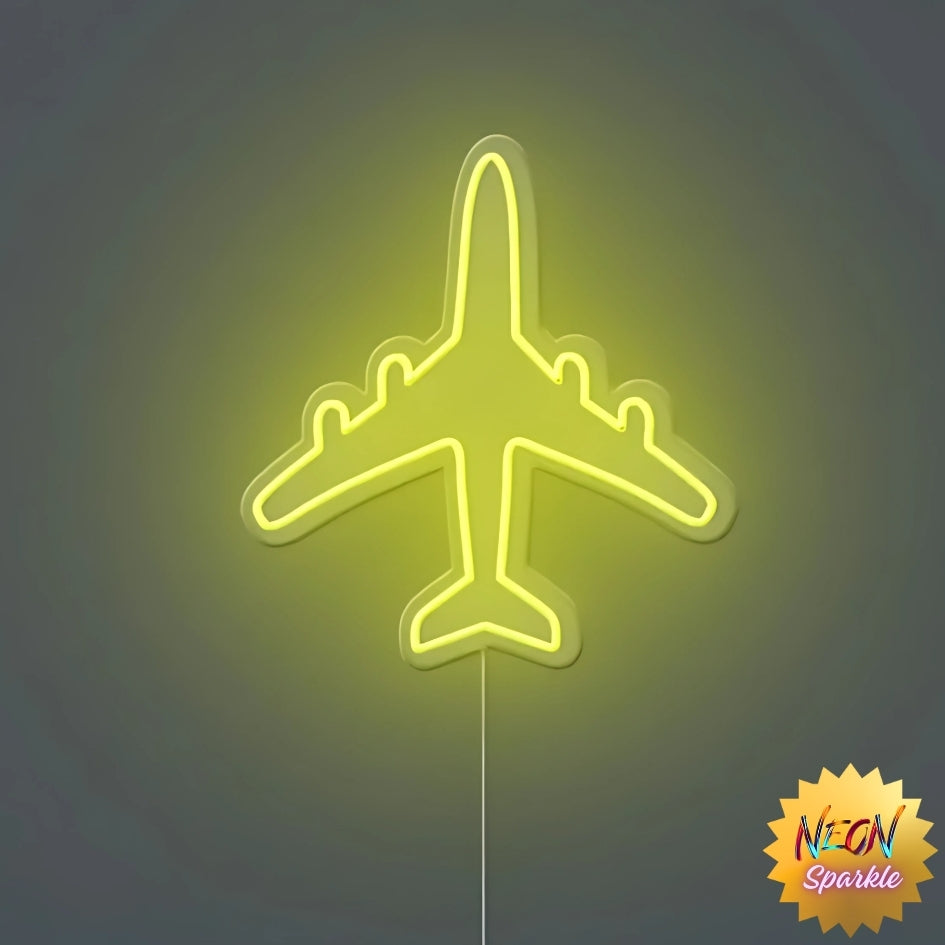 Airplane Neon Sign - Travel-Inspired LED Decor by Neon Sparkle