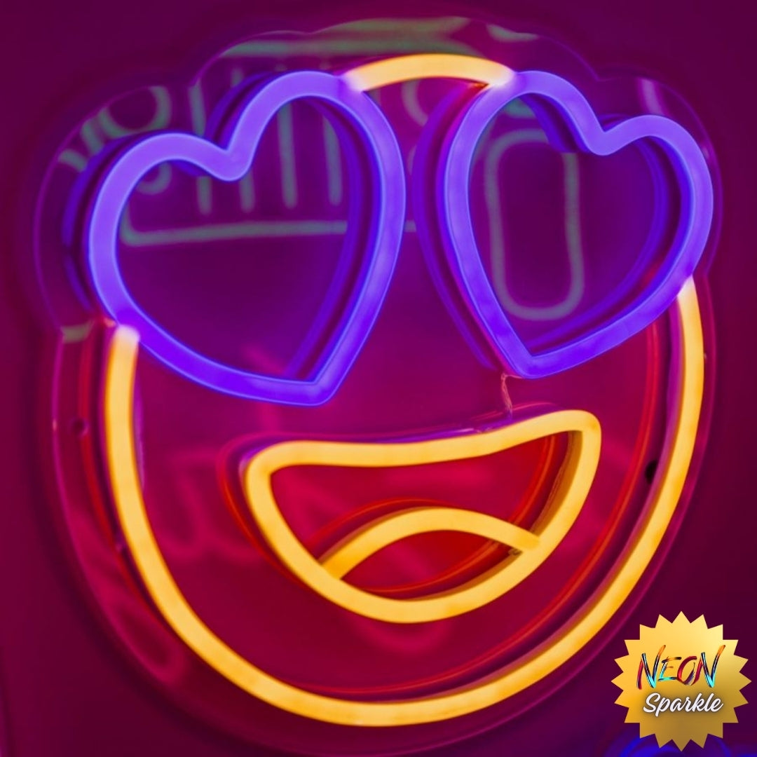 Heart Eyes Emoji Neon Sign – LED Love Emoji Wall Light by Neon Sparkle