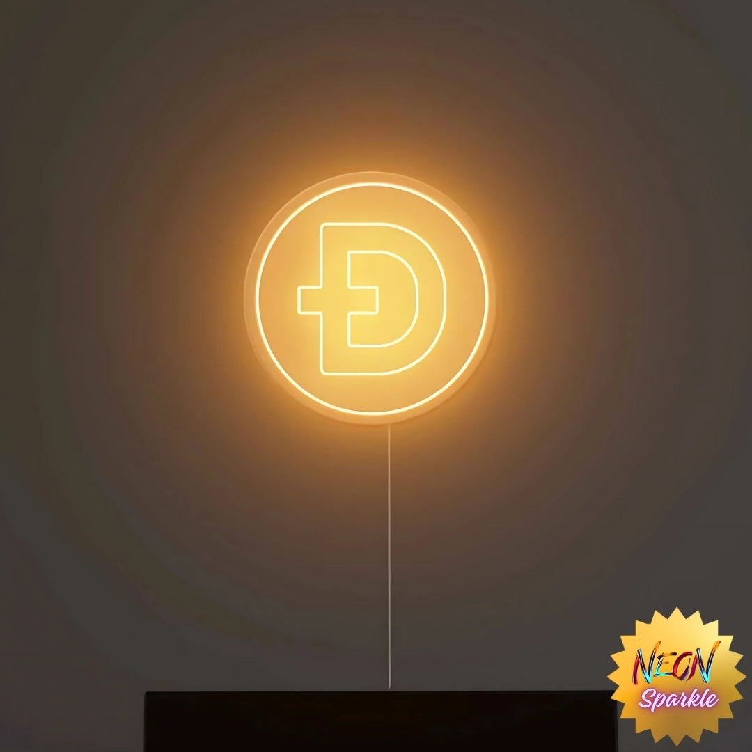Neon Sparkle Doge Coin Neon Sign - Custom Neon Crypto Wall Light