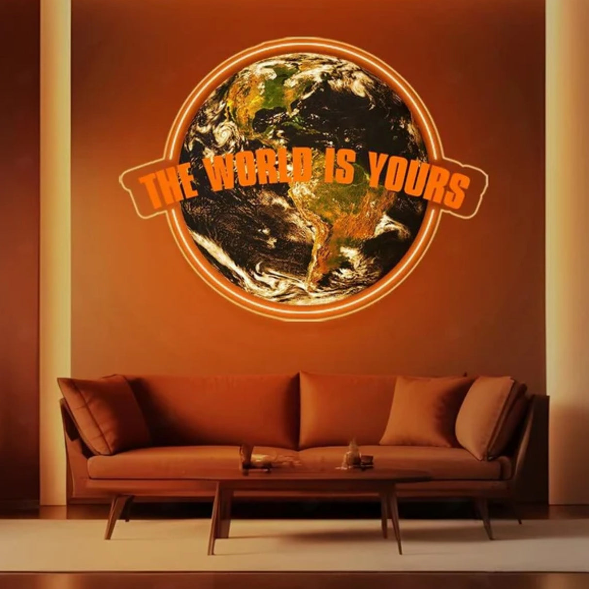 The World is Yours - UV LED Neon Sign - Motivational Wall Decor