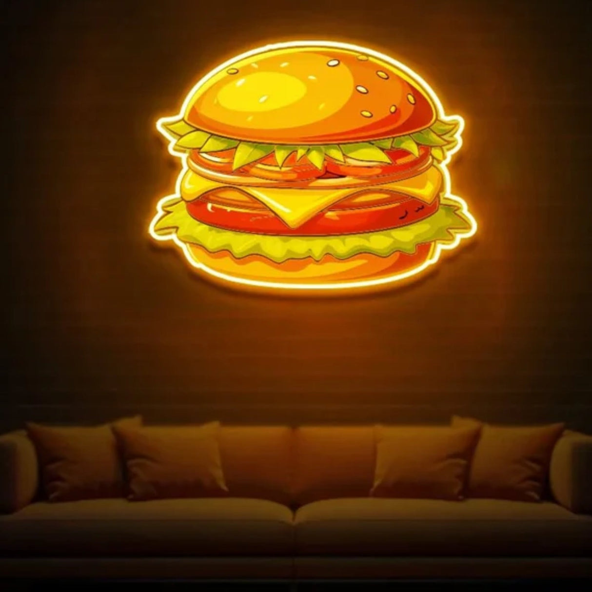 Burger Food UV Neon Sign Light Up Your Space with Tasty Vibes!