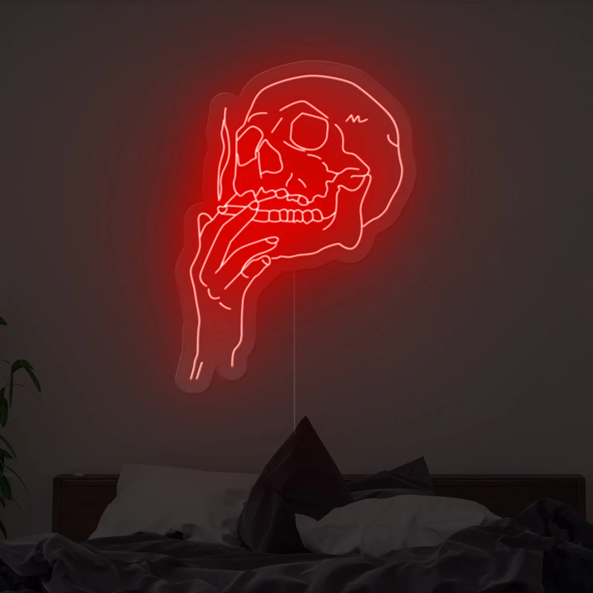 Smoking Skull Neon Sign