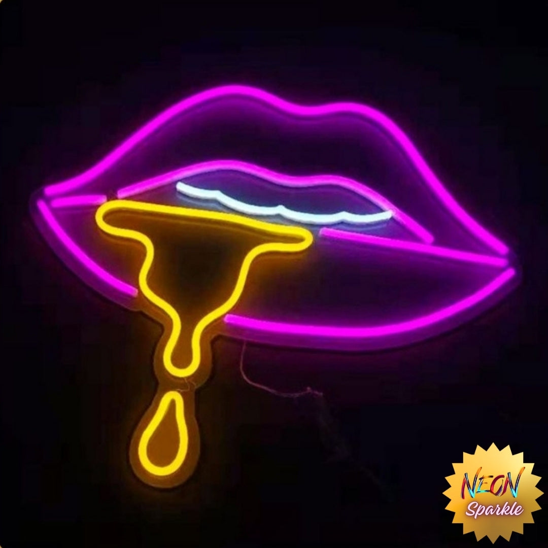 Lips Neon Sign – Bold LED Wall Art Light by Neon Sparkle