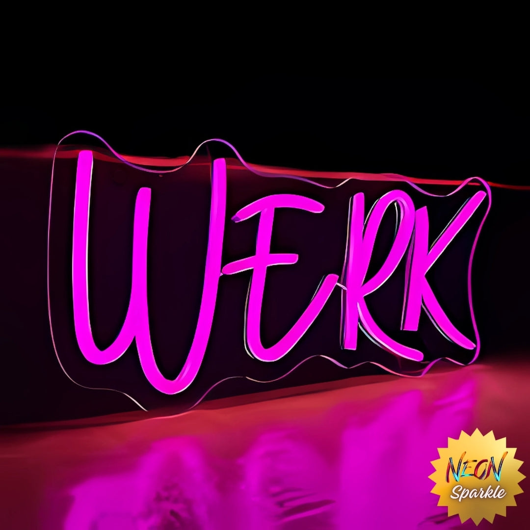 WERK Neon Sign – Bold LED Wall Light for Motivation by Neon Sparkle