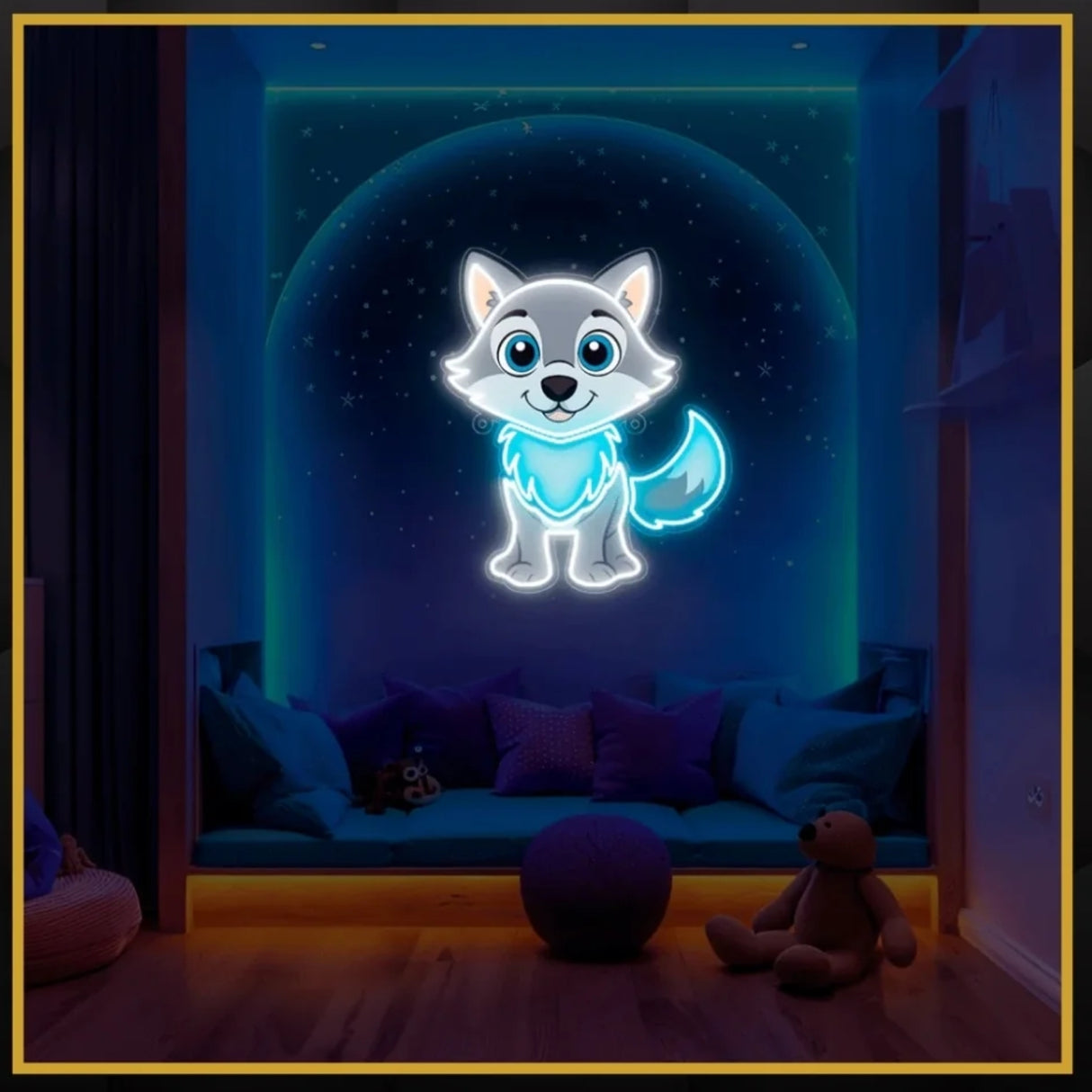 Baby Wolf UV Neon Sign