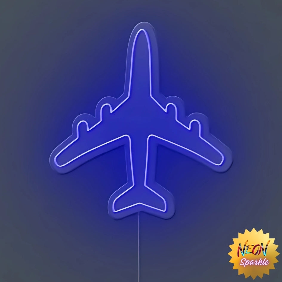 Airplane Neon Sign - Travel-Inspired LED Decor by Neon Sparkle
