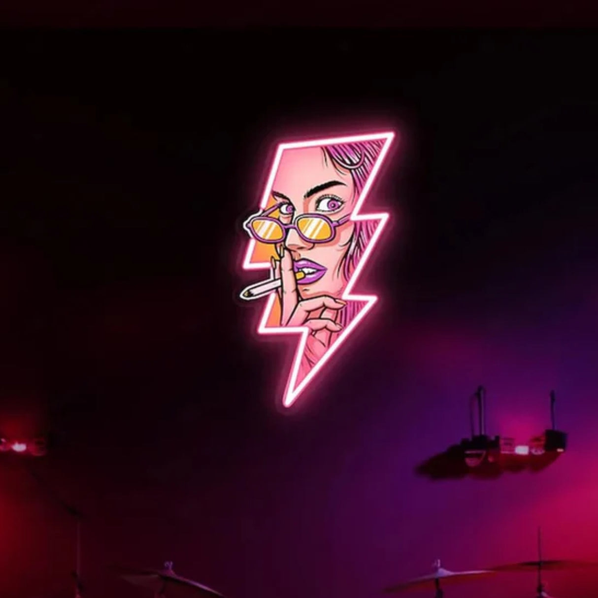 Women Face GTA Style In Lightning UV Neon Sign ⚡ – Bold, Electrifying Decor!