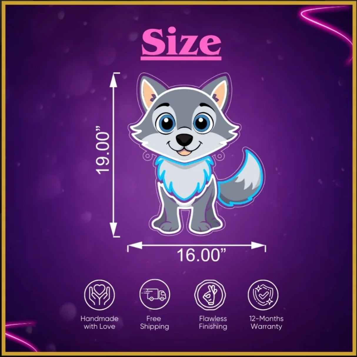 Baby Wolf UV Neon Sign