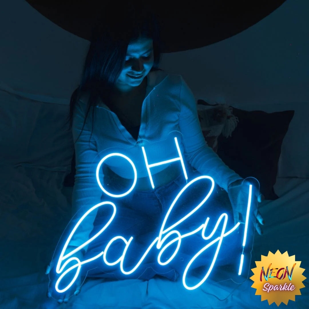 Oh Baby! Neon Sign - Custom Neon Sign Baby Shower & Nursery Light by Neon Sparkle