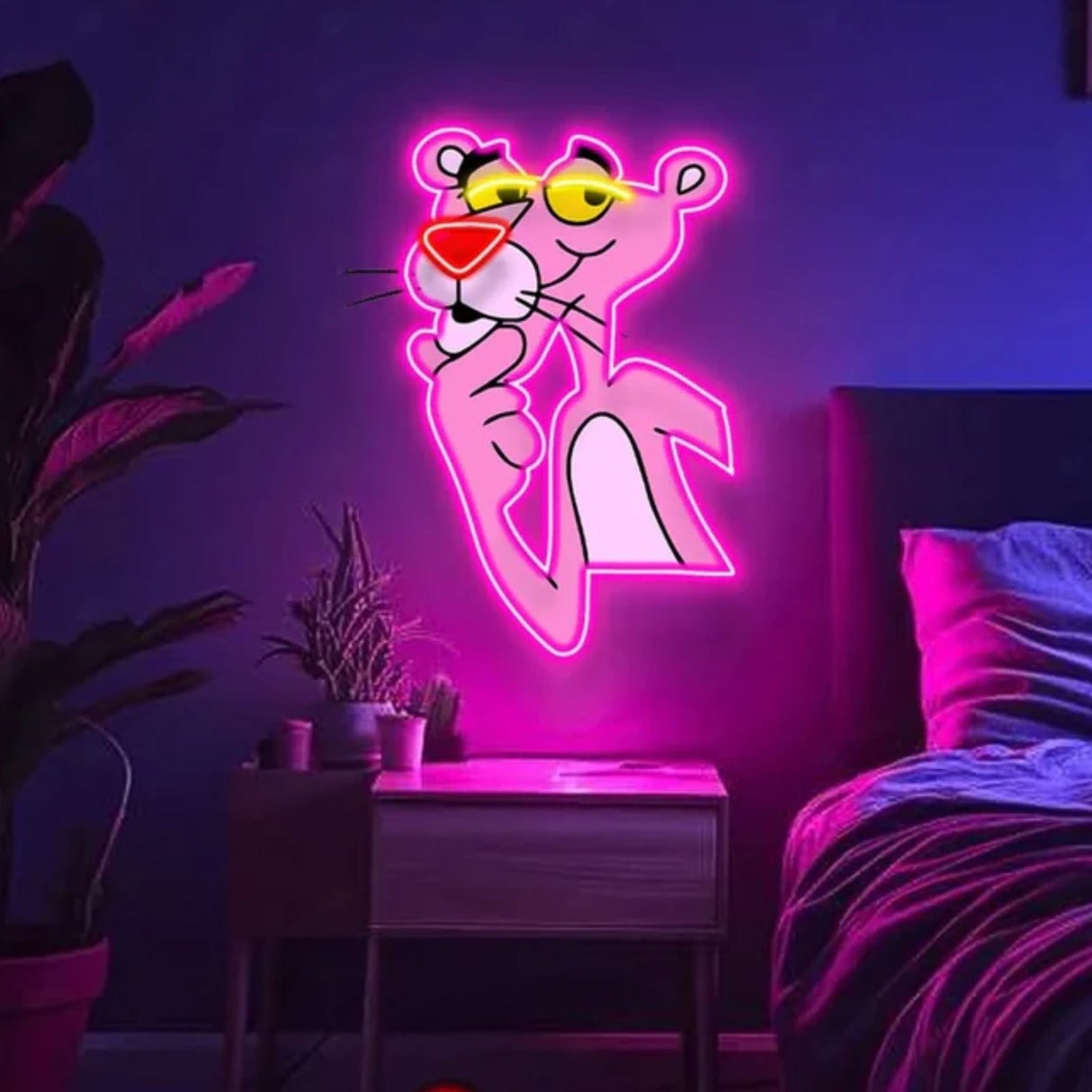 Vintage Pink Panther UV Neon Sign Add Retro Charm with a Funky Glow!