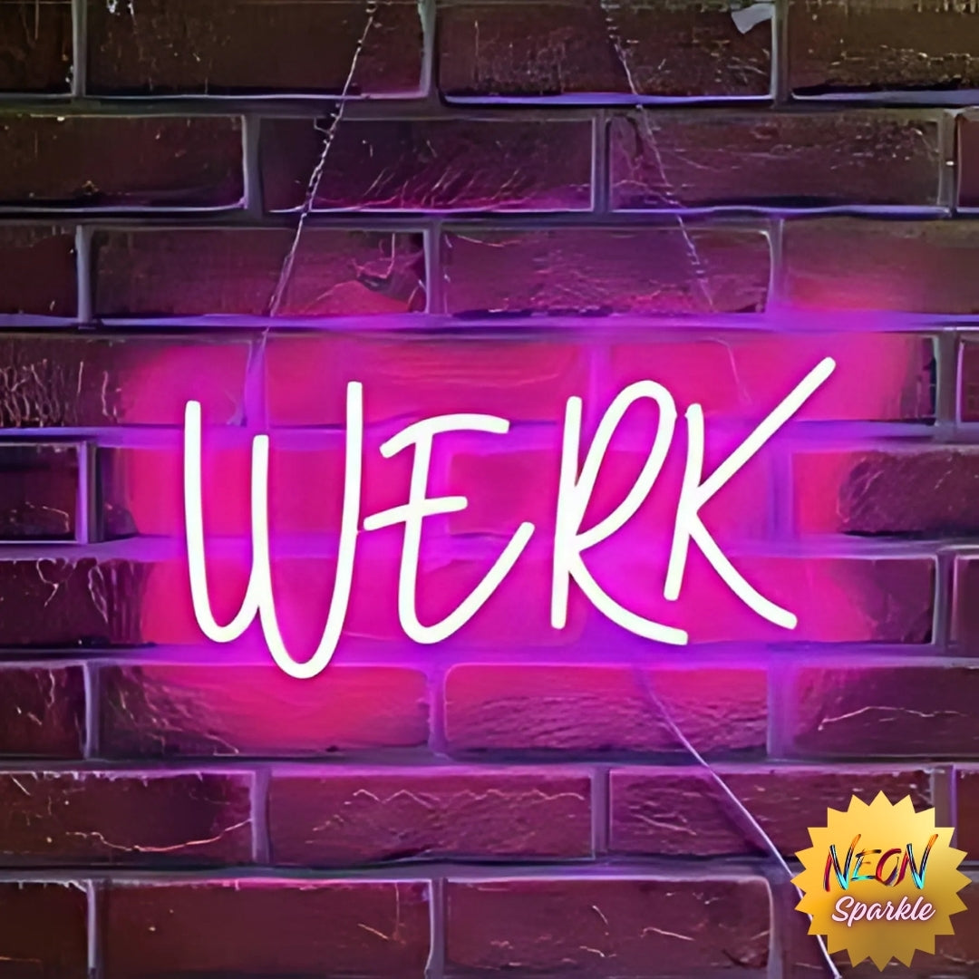 WERK Neon Sign – Bold LED Wall Light for Motivation by Neon Sparkle