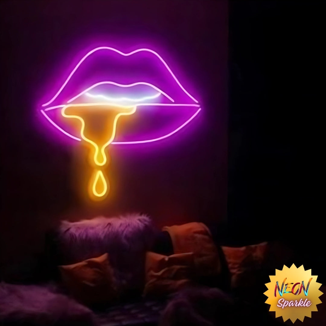 Lips Neon Sign – Bold LED Wall Art Light by Neon Sparkle