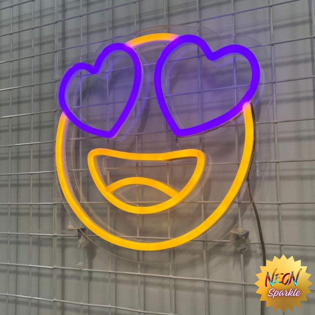 Heart Eyes Emoji Neon Sign – LED Love Emoji Wall Light by Neon Sparkle