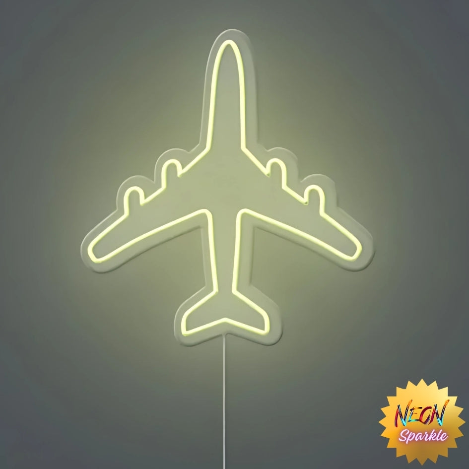 Airplane Neon Sign - Travel-Inspired LED Decor by Neon Sparkle