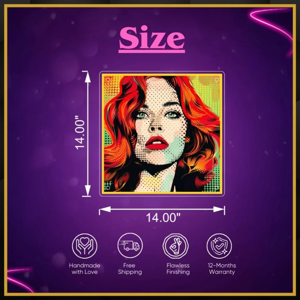 Girl Pop Art UV Neon Sign