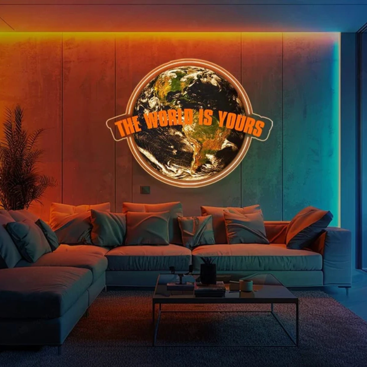 The World is Yours - UV LED Neon Sign - Motivational Wall Decor