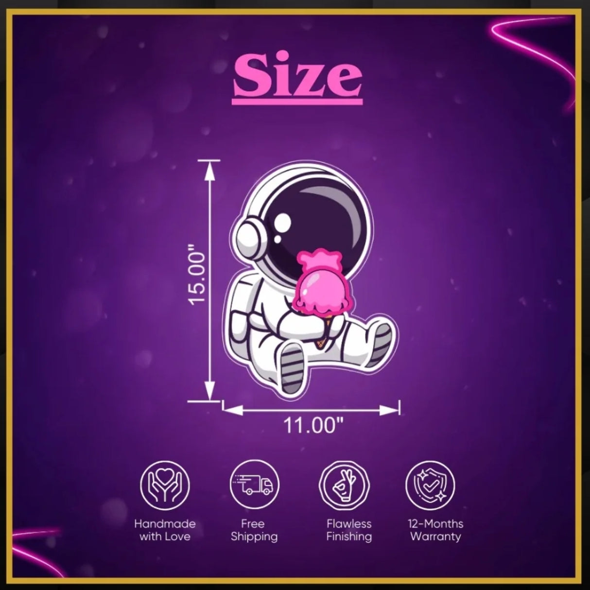 Astronaut Eating Ice Cream UV Neon Sign