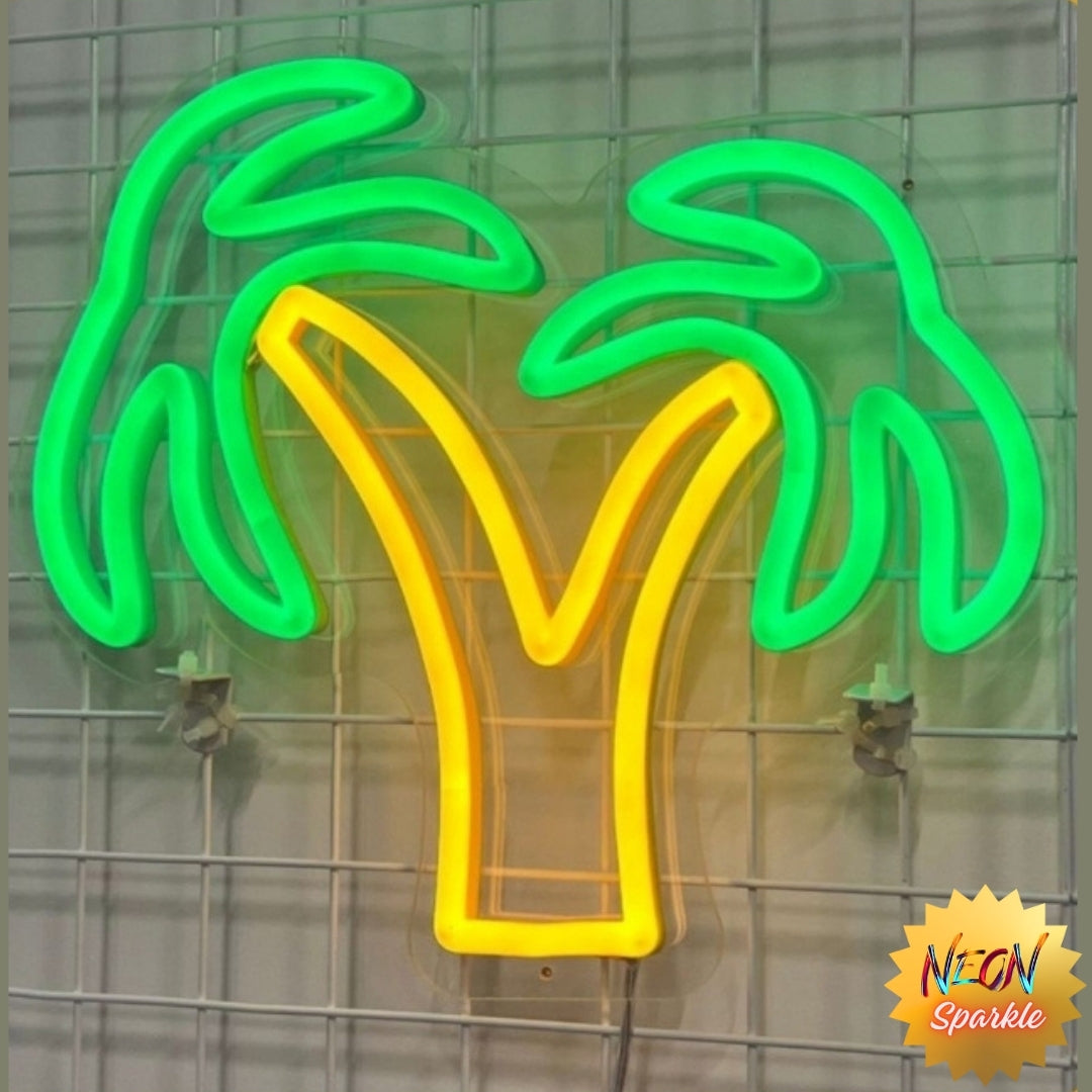 Palm Tree Neon Light – Tropical LED Wall Decor by Neon Sparkle