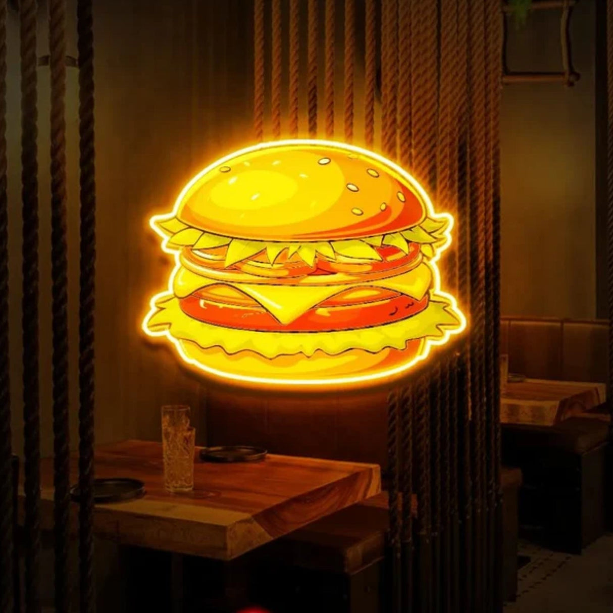 Burger Food UV Neon Sign Light Up Your Space with Tasty Vibes!