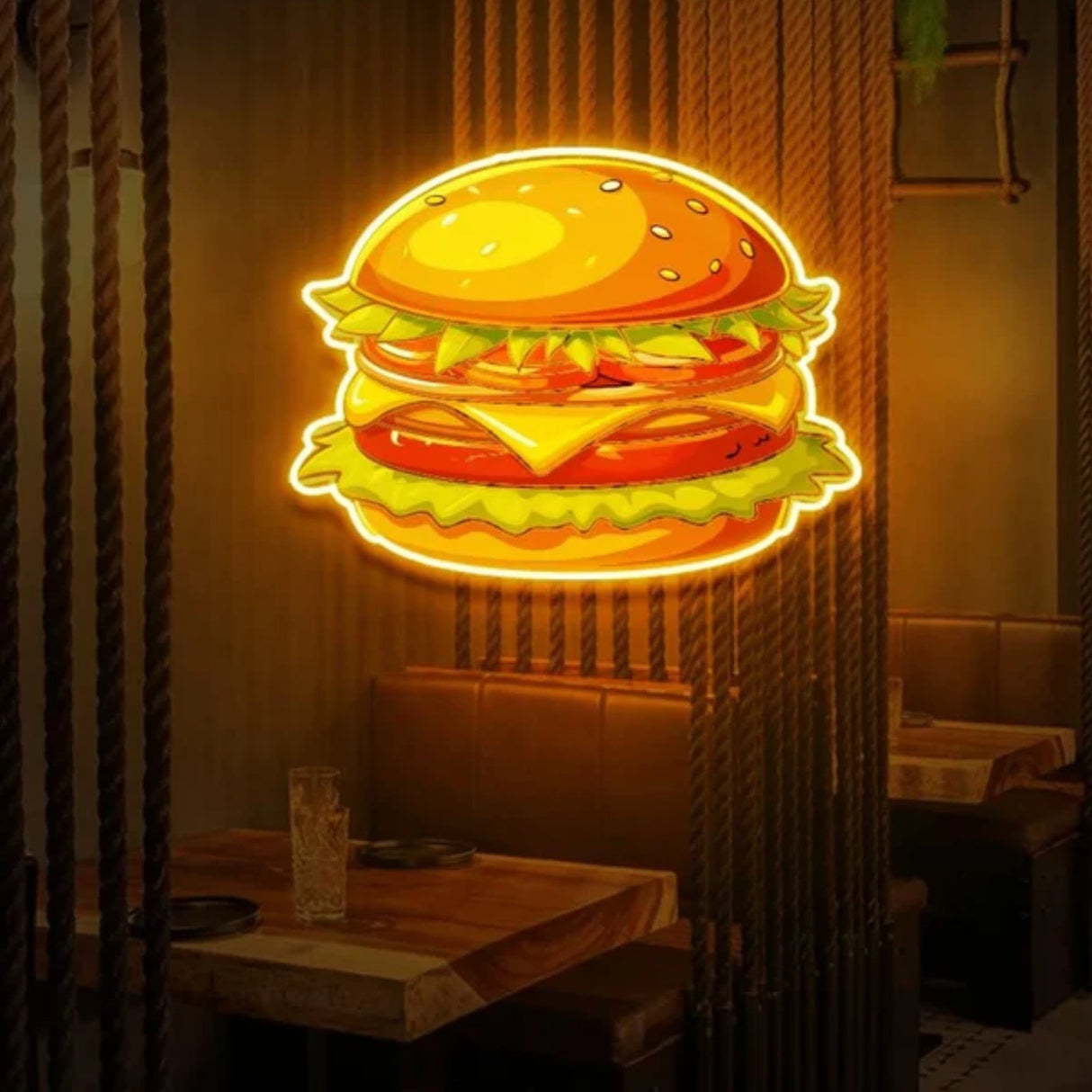 Burger Food UV Neon Sign Light Up Your Space with Tasty Vibes!