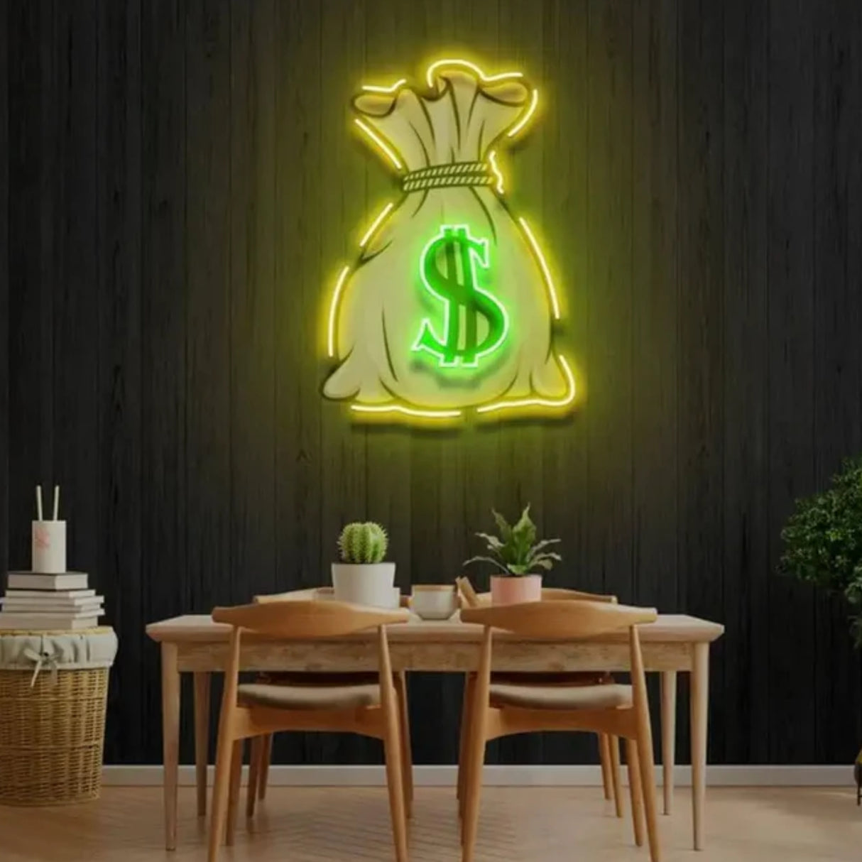 Money Bag UV LED Neon Sign 💰 – Light Up Your Wealthy Vibes!