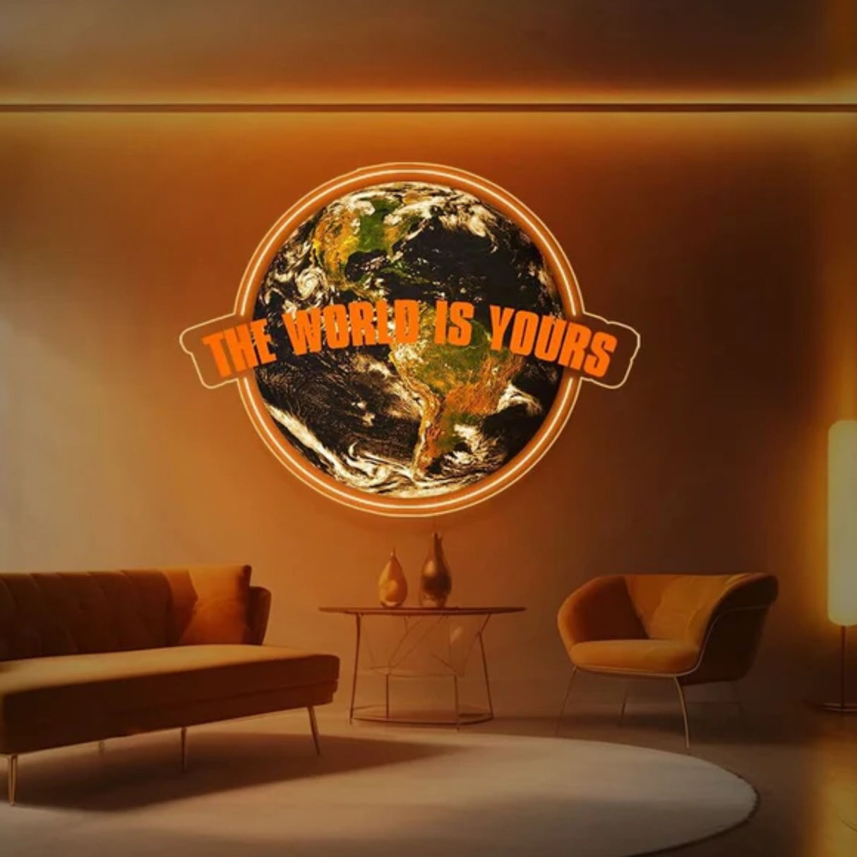 The World is Yours - UV LED Neon Sign - Motivational Wall Decor