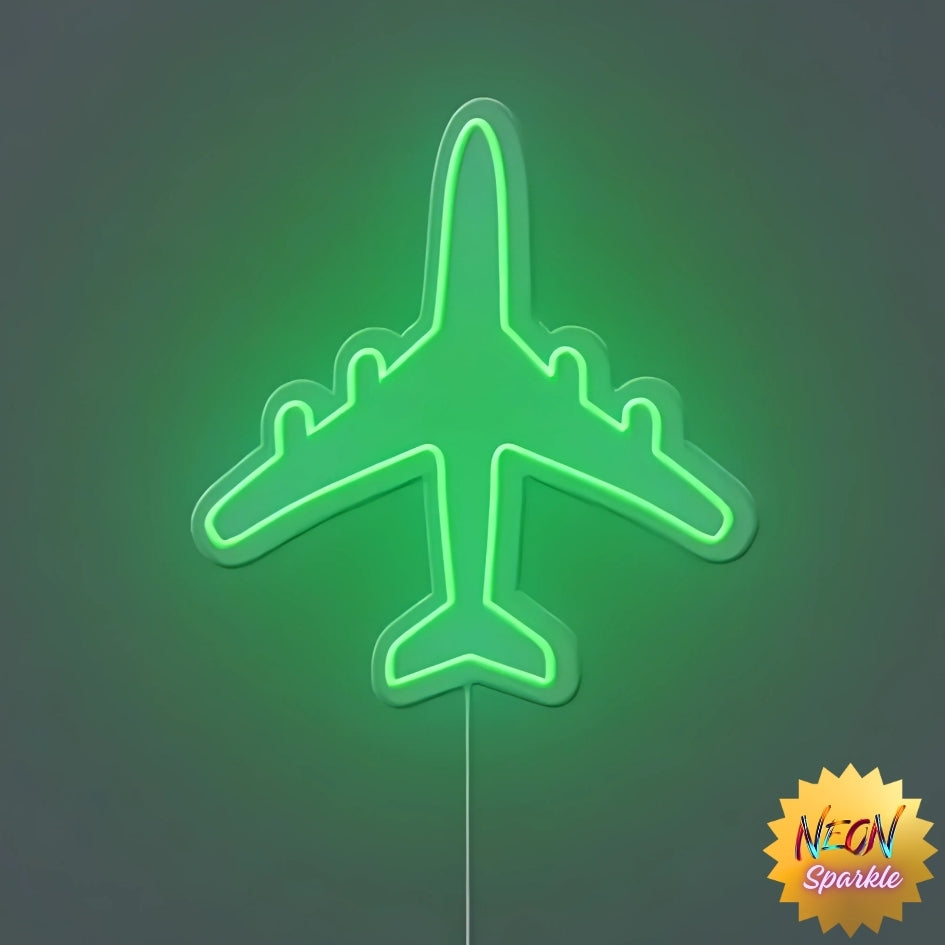 Airplane Neon Sign - Travel-Inspired LED Decor by Neon Sparkle