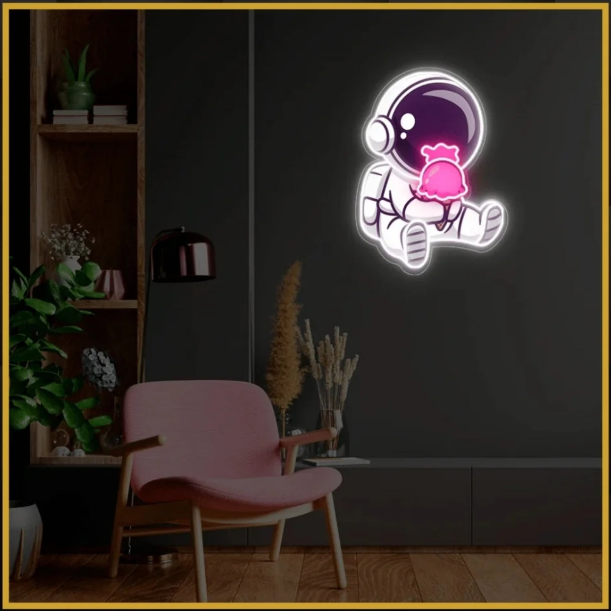 Astronaut Eating Ice Cream UV Neon Sign