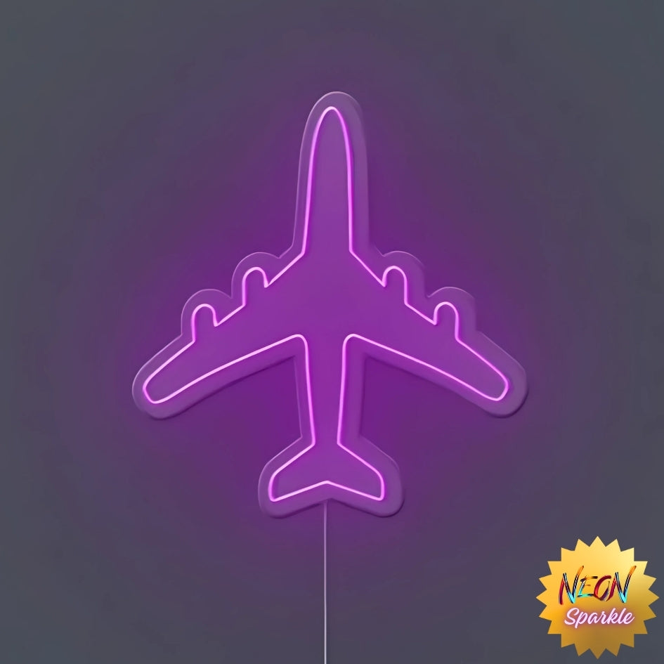 Airplane Neon Sign - Travel-Inspired LED Decor by Neon Sparkle