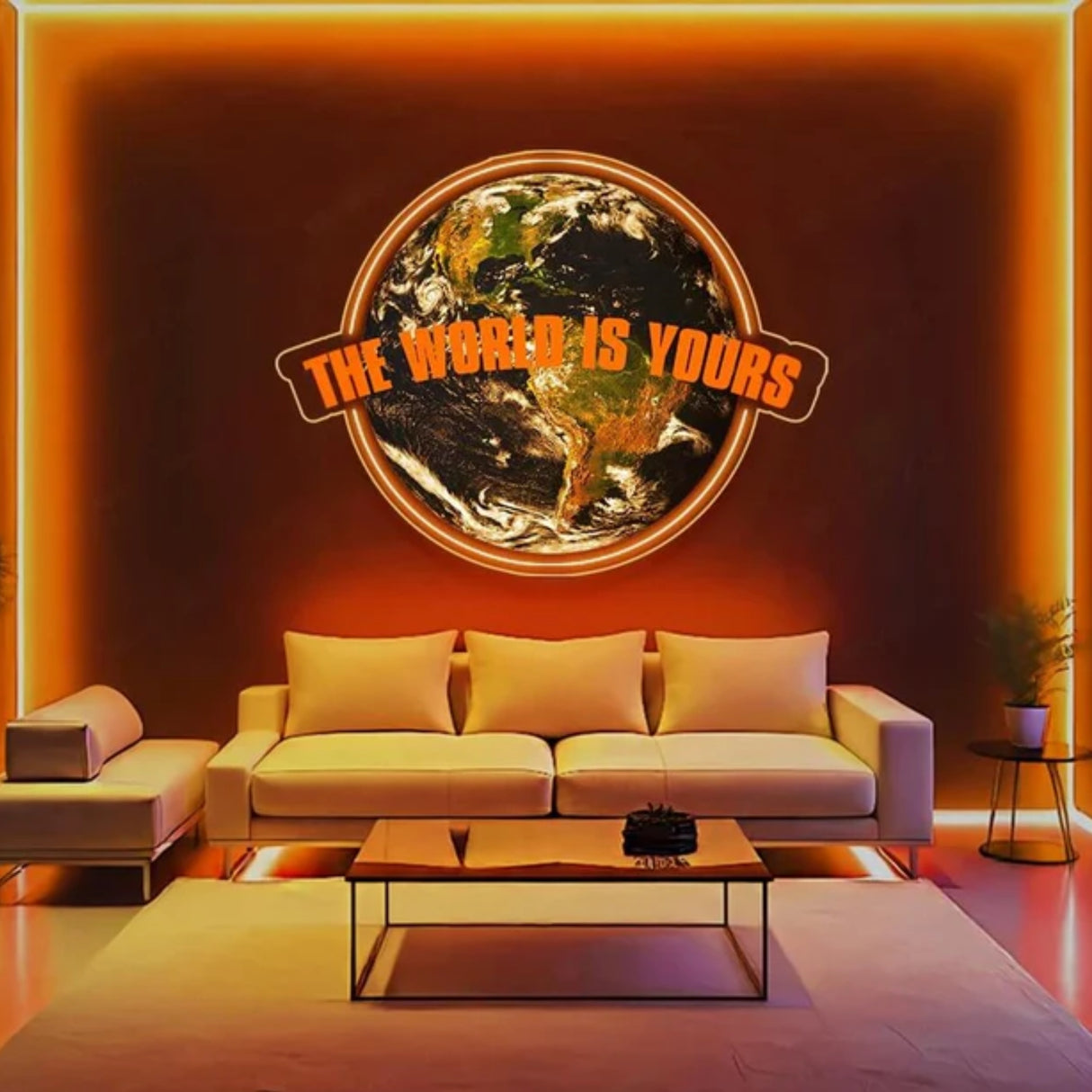 The World is Yours - UV LED Neon Sign - Motivational Wall Decor